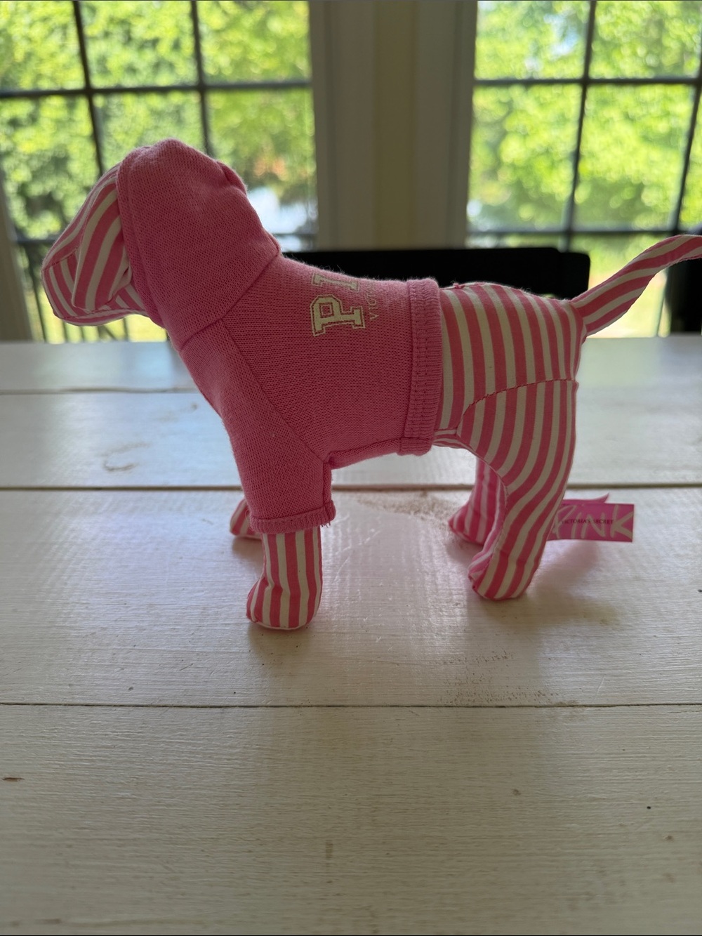 PINK Victoria's Secret Pink Striped Dog Plush with Hoodie